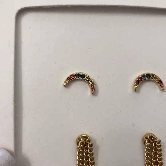 NWT Rainbow and Gold Toned Madewell Earring Set - Picture 3 of 4